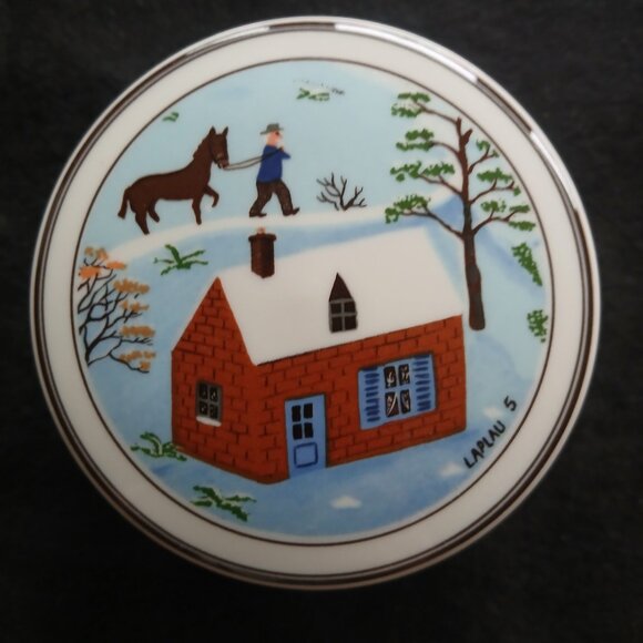 Villeroy Boch Design Naif Porcelain Lidded Trinket Box winter scene horse man - Picture 6 of 16